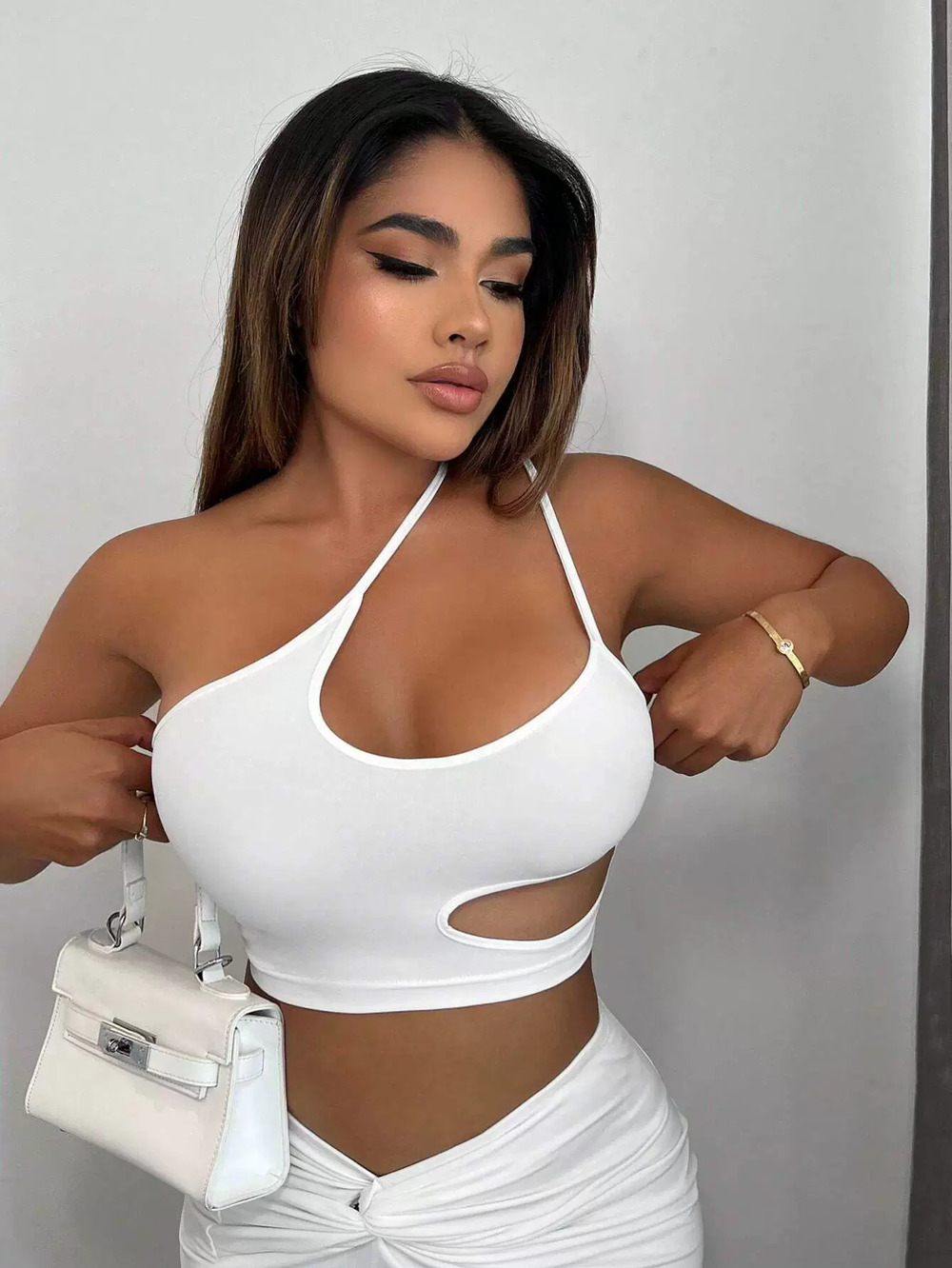 ZARA Sexy One Strap Asymmetric Neckline Cropped Top Fall Winter